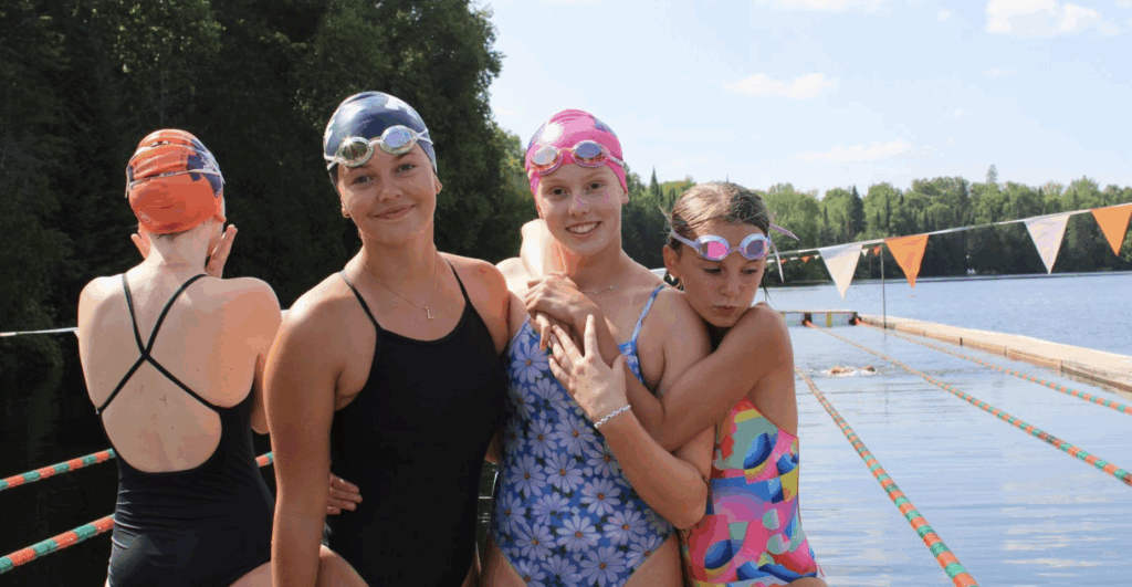 Girls summer camp fun- swim practice